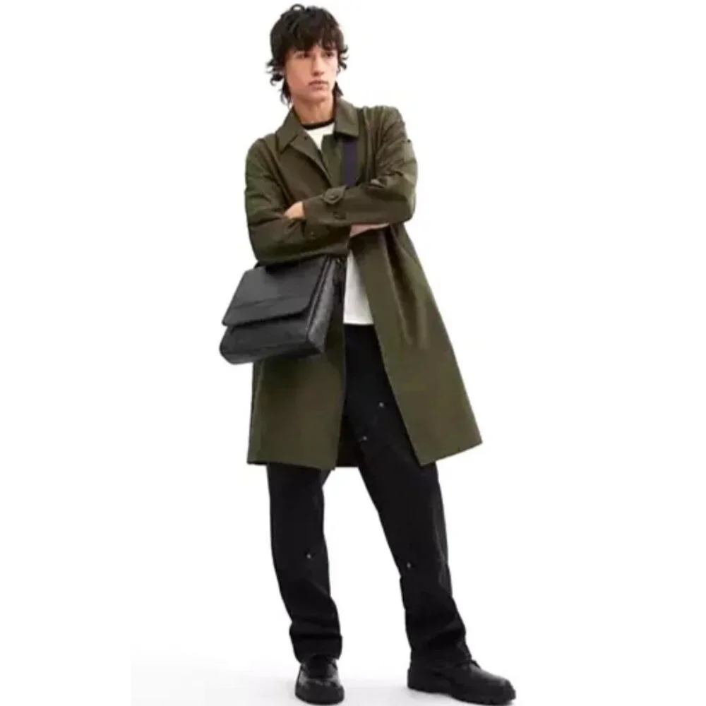 New Coach CZ399 Houston Map Bag in Signature Canvas Charcoal / Black
